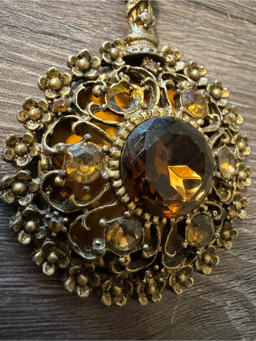 Sam Fink Design Amber Rhinestone Mirror Pendant - Picture 5 of 5